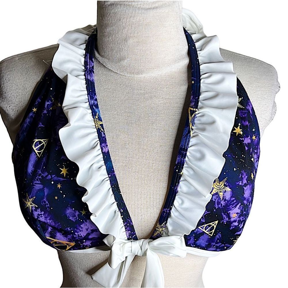 Hot Topic Galaxy Ruffled Halter Triangle Swim Top Plus Size 2